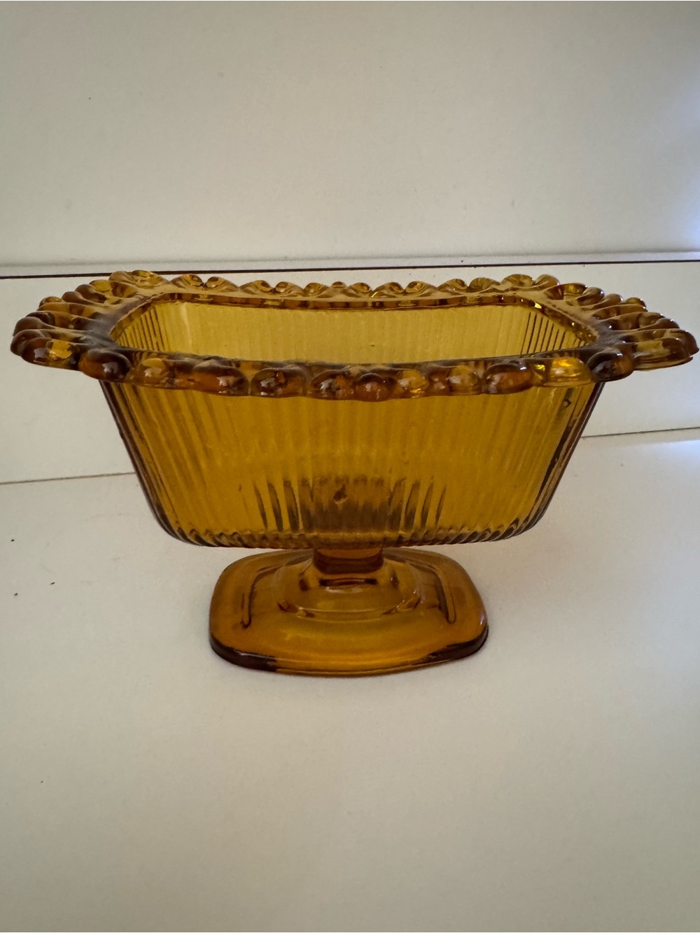 Amber Glass Pedestal Compote Bowl - Home Other